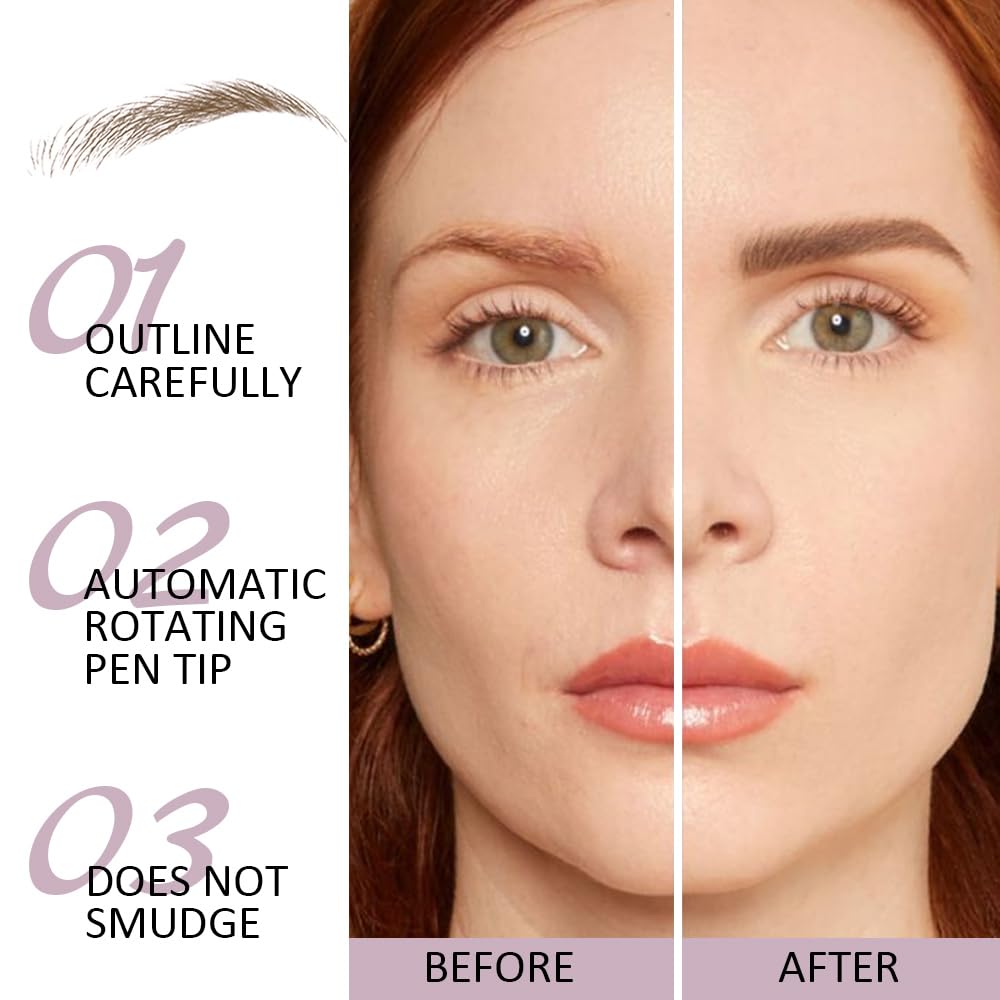 6 Pcs Dark Brown Eyebrow Pencils for Women,with Spoolie Brush,Eyebrow Pencil Soft Textured,Waterproof Sweat-proof for Fills in Sparse Areas and Gaps Create a Natural Eye Brow,Vegan & Cruelty-Free