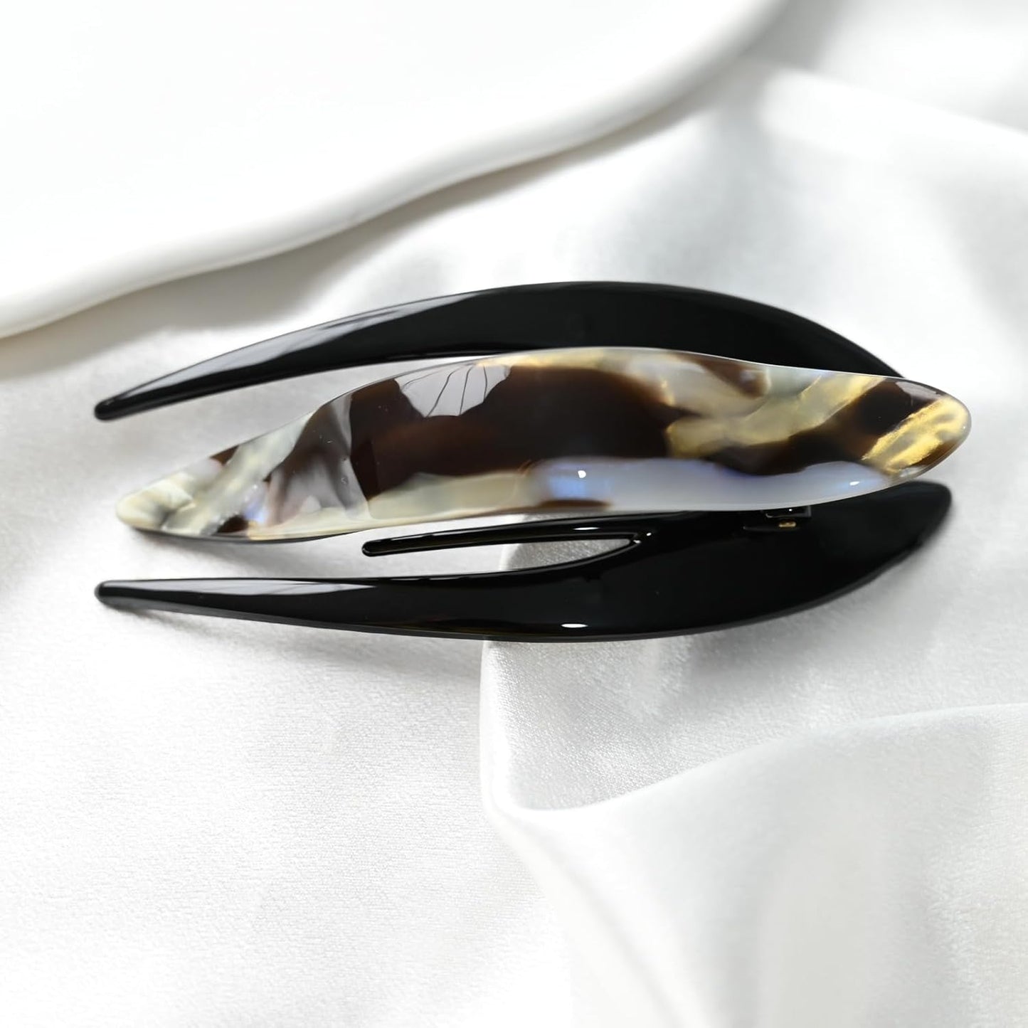 Handmade Celluloid French Design Tortoise Shell Barrettes Side-slide Opening Duck Luxury Fashion Accessories Hair Clip Claw for Women (coffee)