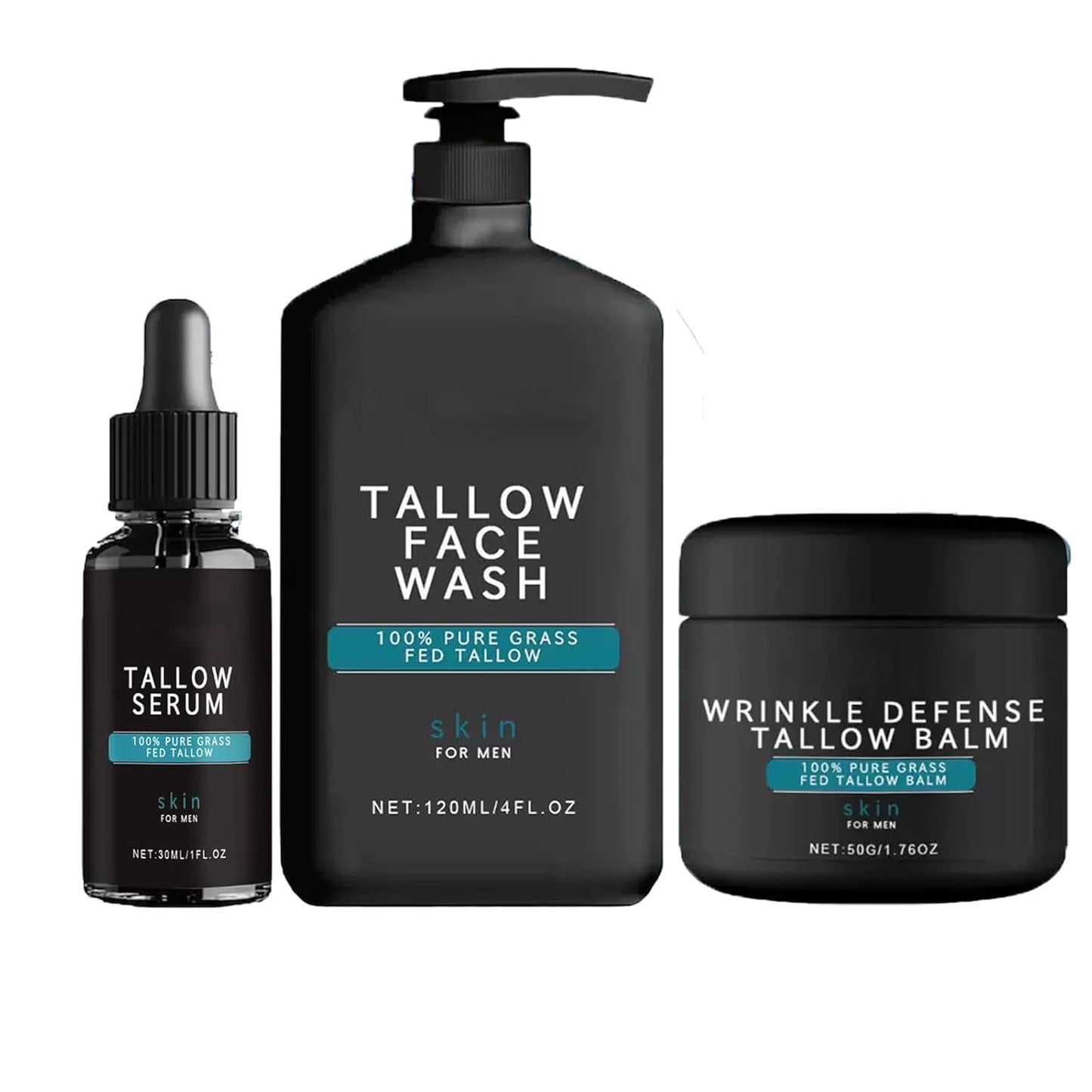 3PCS Men's Skin Care Set: Natural Tallow Anti-Wrinkle Balm, Nourishing Face Wash, Night Anti-Aging Serum, Revitalize Skin, Exclusive for Men (3PCS)
