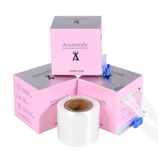 3 Boxes Disposable Eyebrow Tattoo Plastic Wrap with Ergonomic Slicer, Premium Transparent Preservative Film Roll Perfect for Lip Blush, Eyebrow Lamination Lash Lift Permanent Make Up Cling Cover
