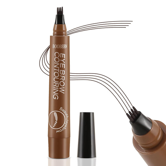 Boobeen Liquid Eyebrow Pen, Microblading Eye Brow Pencil with 4 Micro Tip, Waterproof Brow Pen Filler Creates Natural Brow Makeup, Long-lasting