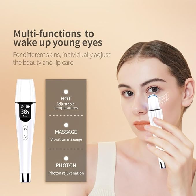 Eye Massage Wand,Vibration and Warm,Reducing Fine Lines, Dark Circles, Eye Bags Eyes Puffiness