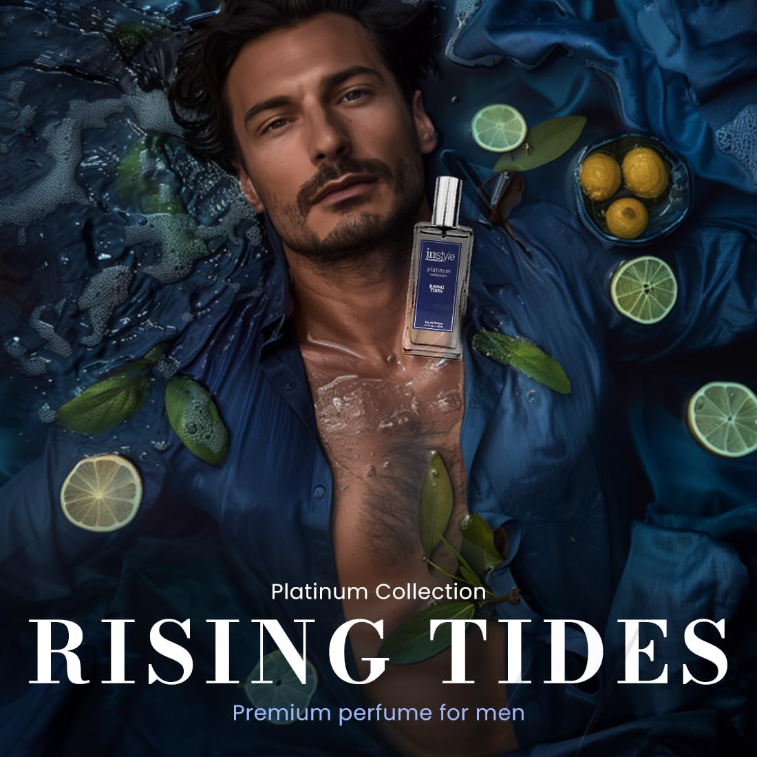 Instyle Fragrances Platinum Collection Rising Tides, Premium Men’s Eau de Parfum, CLEAN, Vegan, Paraben-Free, Never Tested on Animals, 3.4 Fluid Ounces