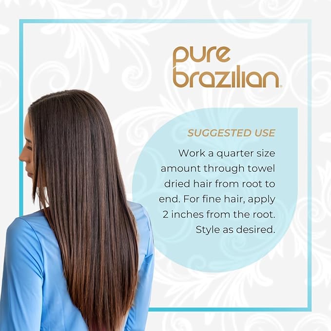 Pure Brazilian Anti-Frizz Daily Leave-In Serum, Strengthening Hair Treatment, Fortifies & Protects Hair From Heat & UVA/UVB, Pack of 2, 13.5 Ounce (400 Milliliter)