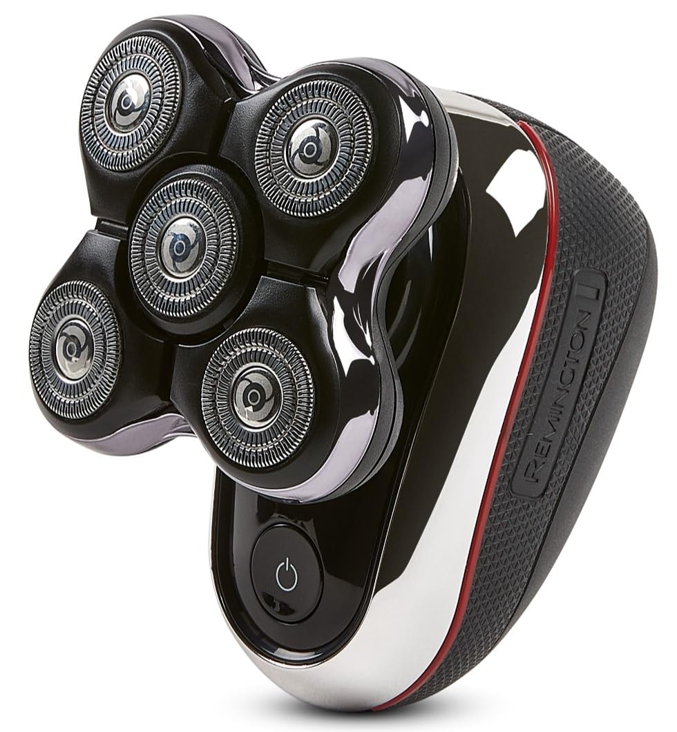 Remington Balder Deluxe XR7100, Head Rotary Shaver with Titanium Blades & Storage Pouch for Bald Men Wet/Dry Shaving with 5 Dual Track Flexing Heads and Pop-Up Trimmer