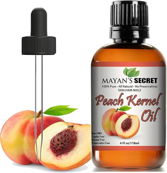 Mayan's Secret Pure Carrier and Essential oils for Skin Care, Hair, Body Moisturizer for Face-Anti Aging Skin Care (Peach Kernel oil, 4oz)