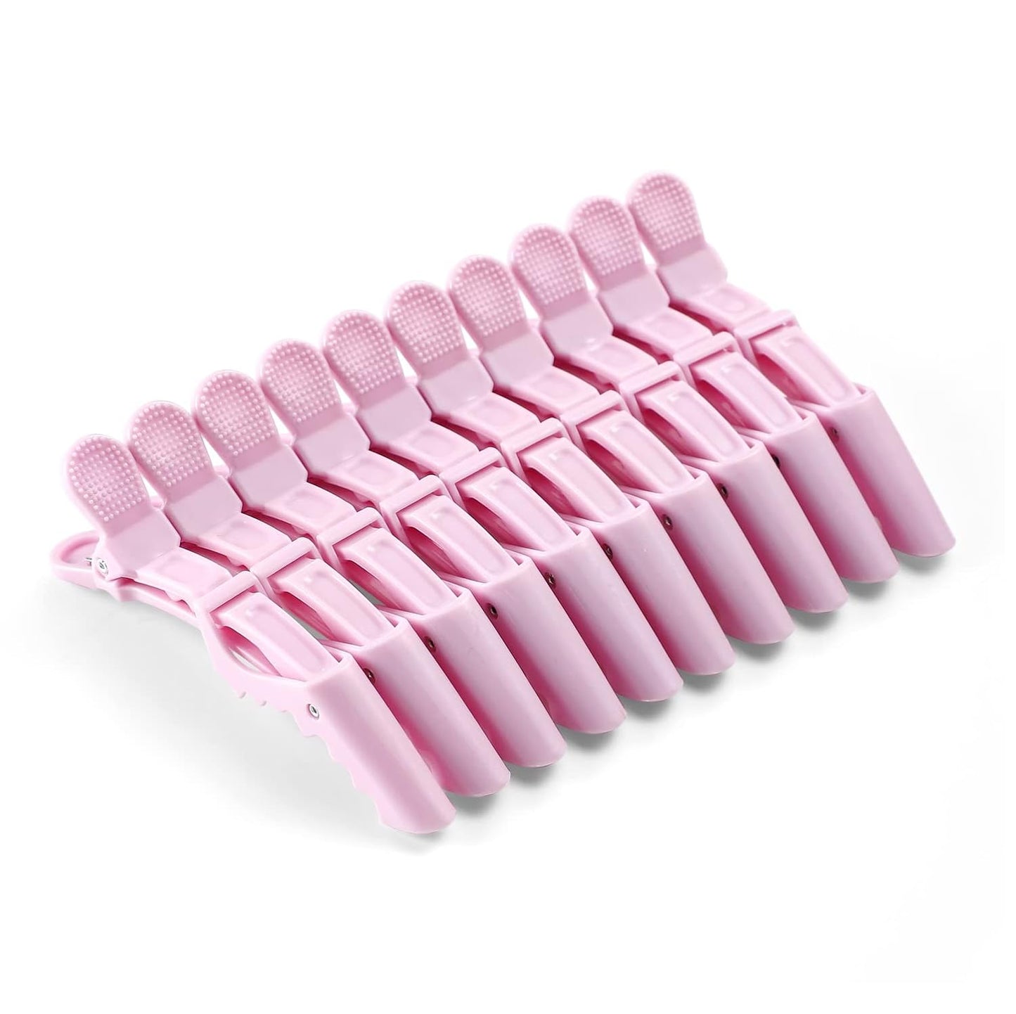 10pcs/set Multicolor Croc Clips Transparent Plastic Hairdresser Clip Hair Styling Sectioning Barrettes Professional Non Slip Alligator Clips Salon DIY Accessories Hairpins (10pcs-Light Pink)