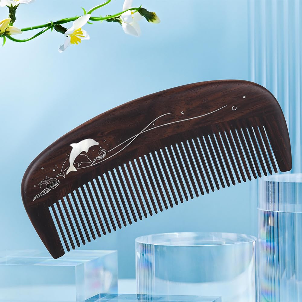 TAN MUJIANG Wooden Hair Comb for Woman Antistatic Scalp Massage HET Dolphin 1pc