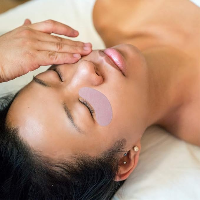 100 Pairs Hydrogel Under Eye Gel Patches Lint Free Eye Lash Pads Eyelash Extension Tool Mask Eyepads, Transparent/Pink