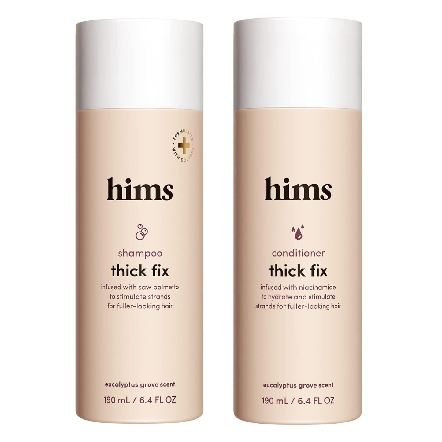 hims Thick Fix Shampoo & Conditioner Set - Saw Palmetto for Healthy Hair Growth & Thickening - Scalp Cleansing - Vegan, Sulfate-Free & Cruelty-Free - Eucalyptus Scent, 6.4 fl oz