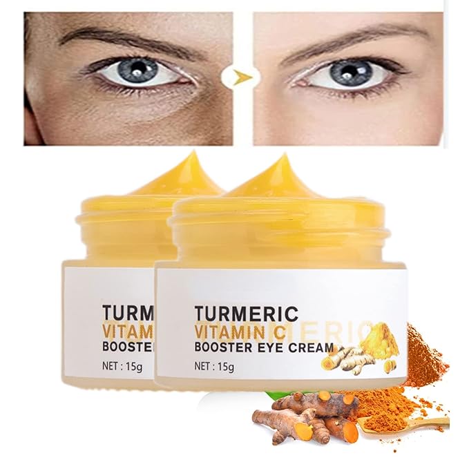 2PCS Turmeric Vitamin C Eye Cream for Wrinkle Dark Circles Under Eye Treatment Women Firm Hydrating brightening Correcting Turmeric Eyes moisturizer Cream