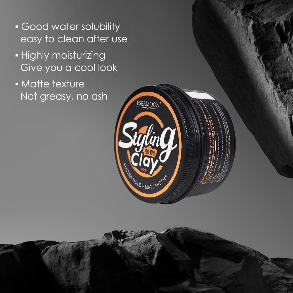 Ultra Hold Hair Clay for Men - Matte Hair Styling Clay for Men, Touchable Texture, Light Scent, No White Residue, Easy Wash, 3.53oz