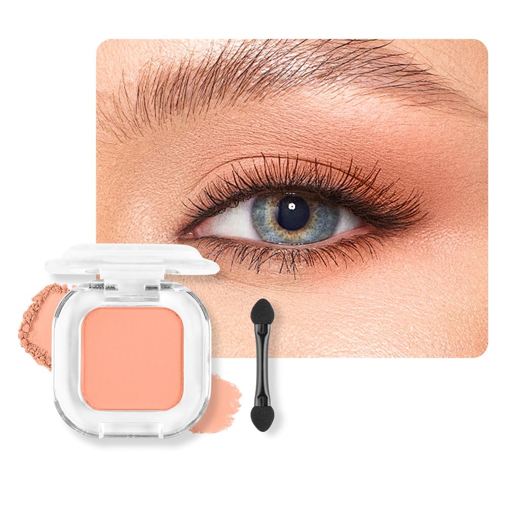 Orange Matte Single Eyeshadow Makeup Powder Palette，High Pigment Blendable Formula Eye Make-up for Women，Neutral Eye Shadow，sombras para ojos，Longwear Waterproof，Vegan & Cruelty-Free，Eyeshadow Gift