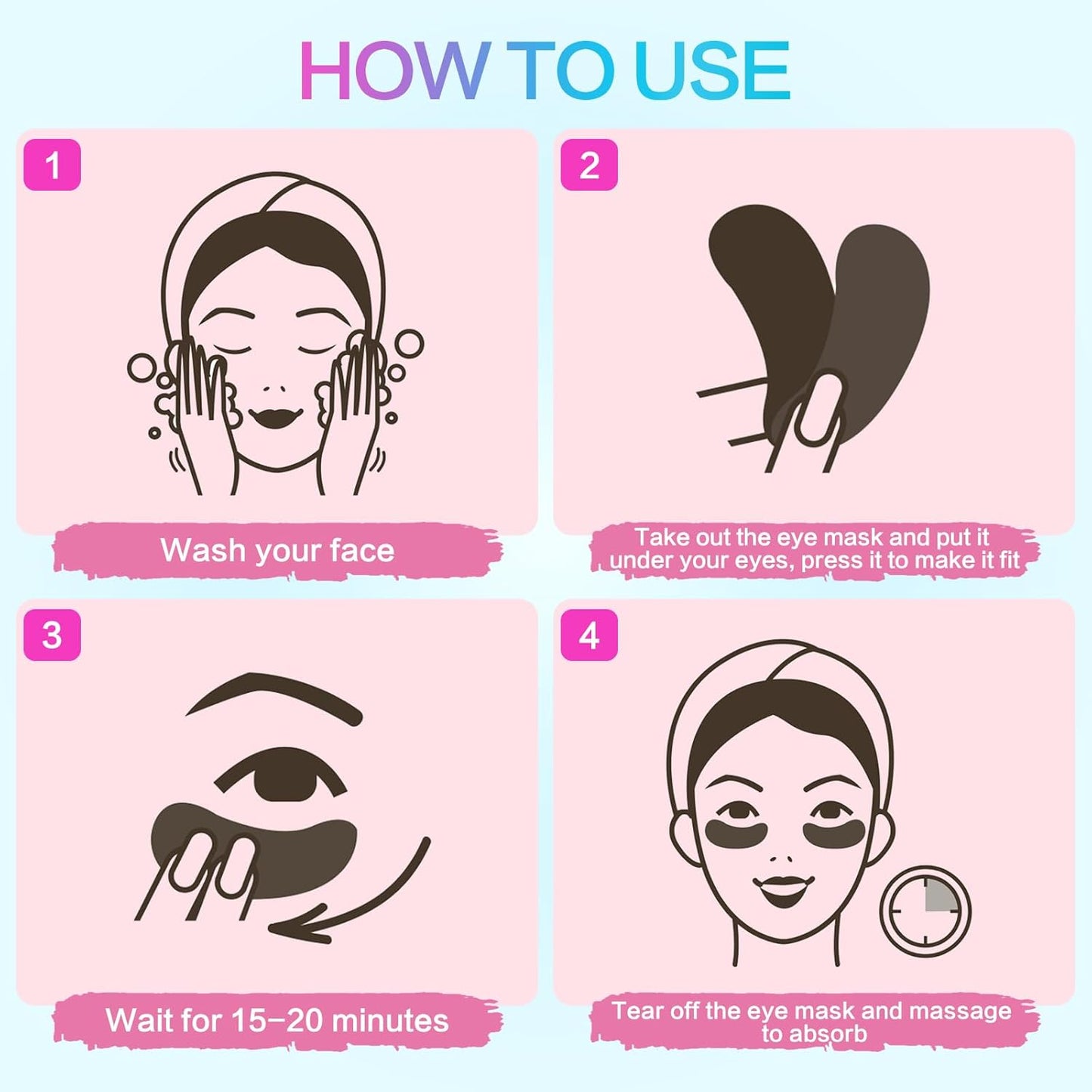 TUNBOT Under Eye Patches 24 Pairs - Gift Box Packaging, Natural Plant Extracts Eye Mask with Hyaluronic Acid, Reduces Puffiness & Dark Circles, Anti-Aging Eye Gel Pads for Facial Care