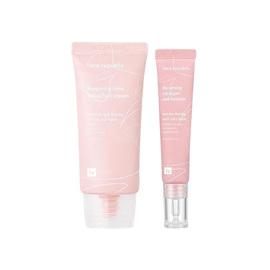 Face Republic Night Wrinkle Care - Blooming Time Bakuchiol Cream & Blooming Collagen Eye Booster