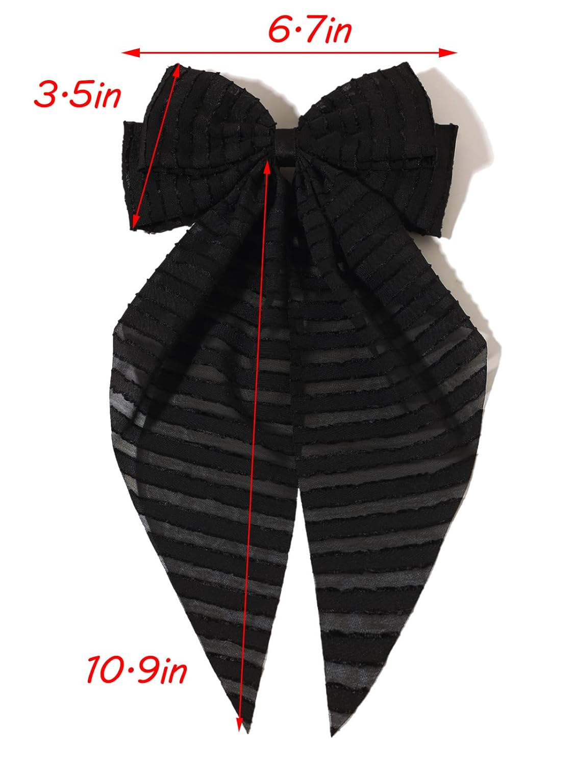 Furling Pompoms Hair Clip - Hair Bow Clip for Women, 6 Pieces, Large Hair Bows with Long Tail Tulle Striped and Ribbon Bows, Suitable for Many Occasions