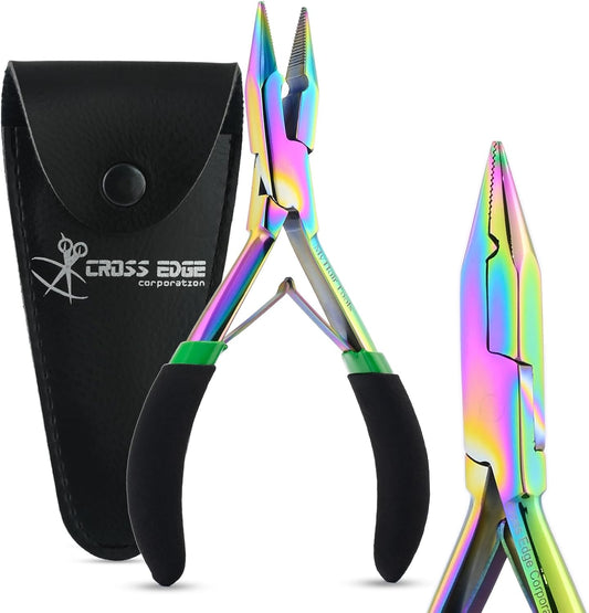 Professional Hair Extension Tools Microlink Bead Remover Plier for Hair Extensions Removal Micro Ring Beads Opener 5.5 Inch Pliers Silver Polish Stainless Steel (Multi Black Foam Applicator)