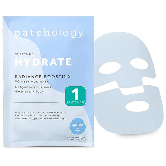 Patchology Hydrate SmartMud Clay Mask - No Mess Blue Clay Face Mask with Hyaluronic Acid for Hydrating & Smoothing Skin - Exfoliates Pores & Refreshes Complexion - Face Skin Care Solution (1 Count)