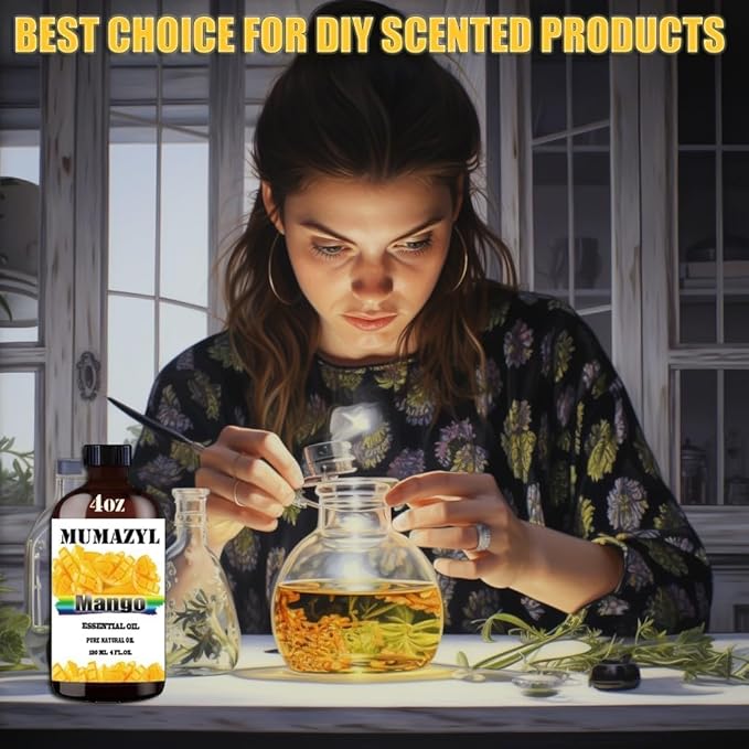 Mango Essential Oil, Mango Oil 4 Fl Oz 120ML for Diffuser Humidifier Yoga Cleaning DIY Candle Soap Making Essential Oils