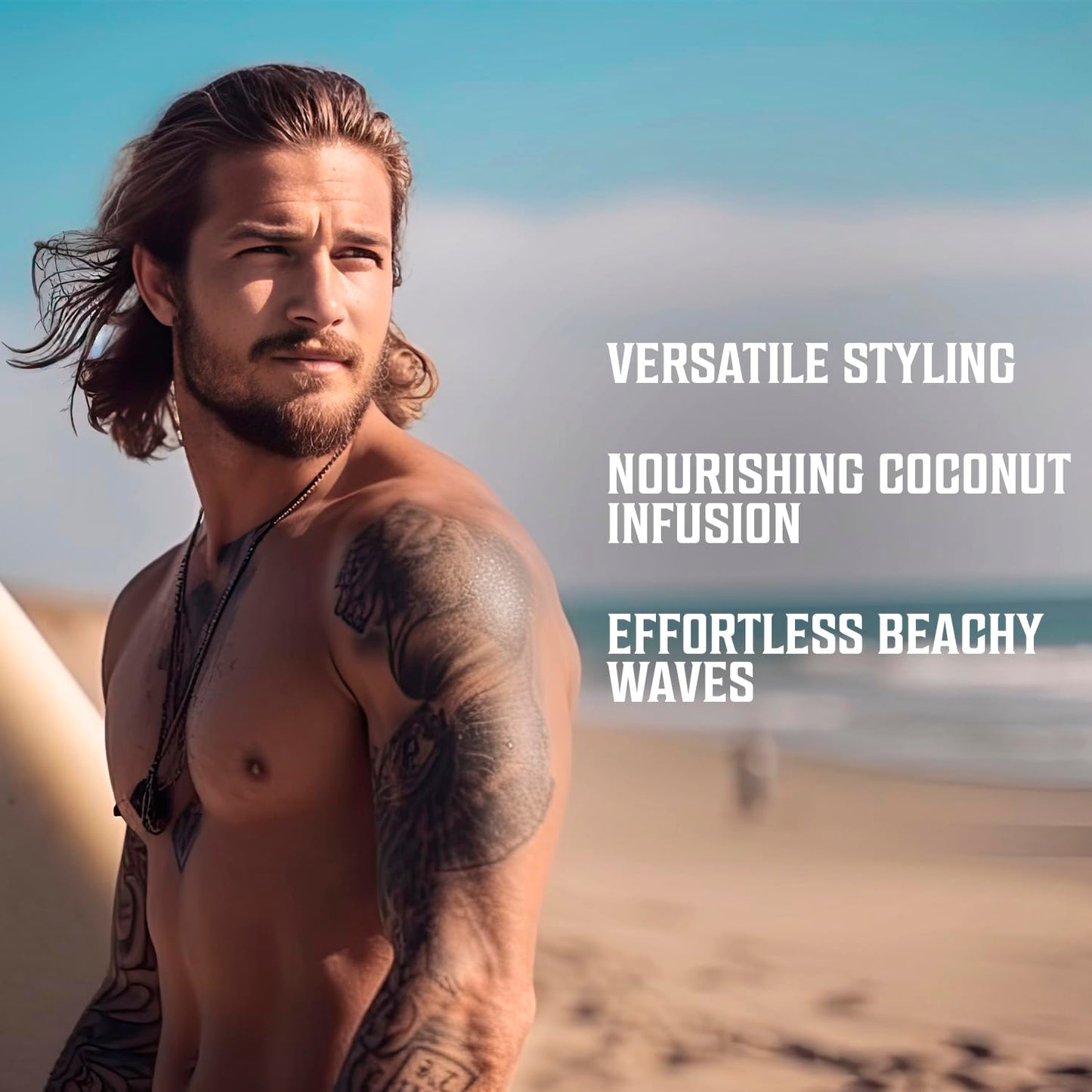 Viking Revolution Coconut Sea Salt Spray for Hair Men - Hair Texturizing Spray with Kelp, Aloe Vera & Red Algae Extract - Surf to Add Volume and Texture - Sea Salt for Men Beach