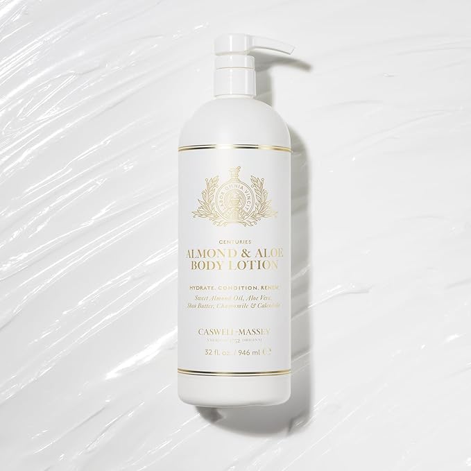 Caswell-Massey Almond & Aloe Lotion, Warmly Sweet Almond Scented Moisturizer, Botanical Body Lotion for Women with Aloe Vera, Calendula & Chamomile, 32 Fl Oz