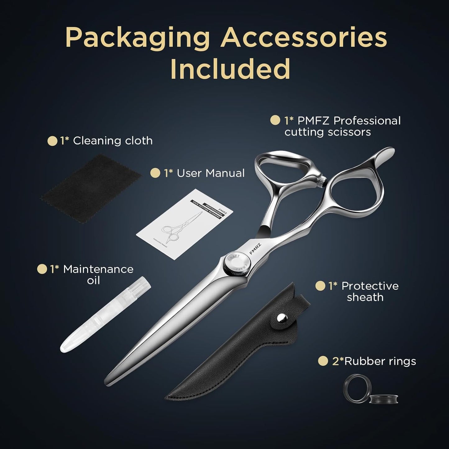 6" Hair Cutting Scissors Professional Barber Scissors, Hair Cutting Shears with 440C Steel - 60HRC Hardness Extremely Sharp with Ergonomic for Salon & Home Use (6'' Professional Hair Shears)