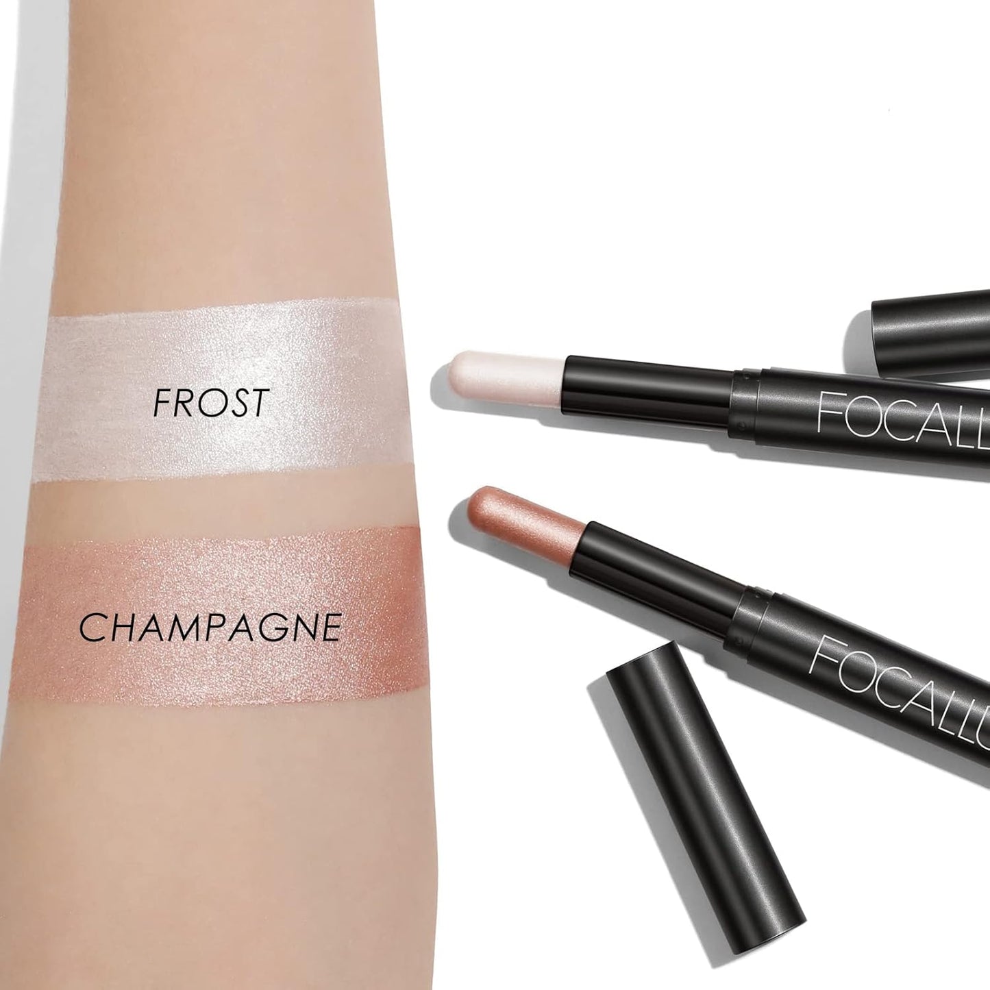 FOCALLURE (2 Pcs 2 in 1 Eyeshadow and Eyeliner Pen,Waterproof Eye Shadow Pencil,Hypoallergenic Eyeshadow,Highlighter Eye Liner,Multi-Dimensional eyes Look,Twilight