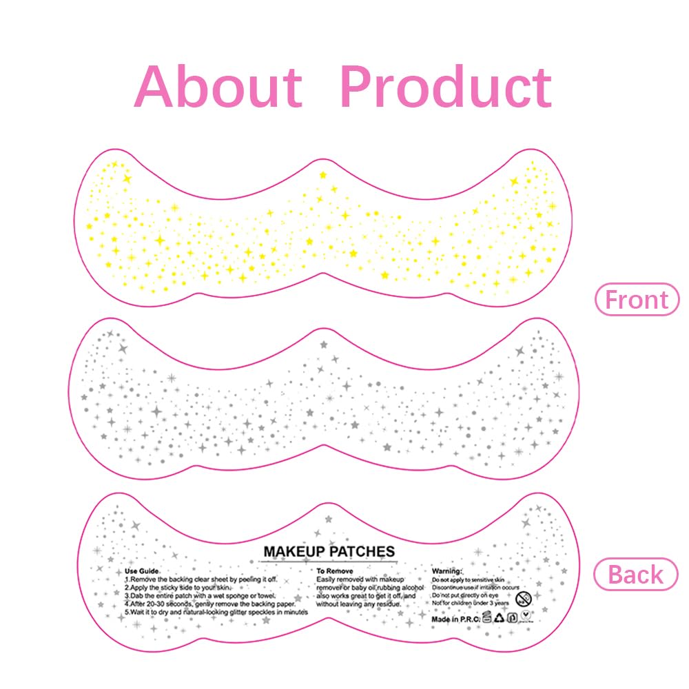 Makeup Patches - Face Glitter Speckles - Glow Up Cute Glitter Makeup Accessories for Women - Cosmetic Glitter Tattoos for Face - 12 Sheet