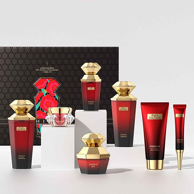 Anti-Wrinkle Skin Care Routine Kit for Women - Reduce Aging & Hydrate Skin - Facial Cleanser, Toner, Lotion, Cream, Serum, Eye Cream - Skincare Gift Set for Wife, Mom - Christmas Stocking Stuffer