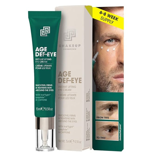 Mens Eye Cream, Lifting & Firming Formula, Helps Reduce Fine Lines and Crow's Feet, Hydrating with Peptides & Caffeine, 15ml. Aka. AGE DEF-EYE