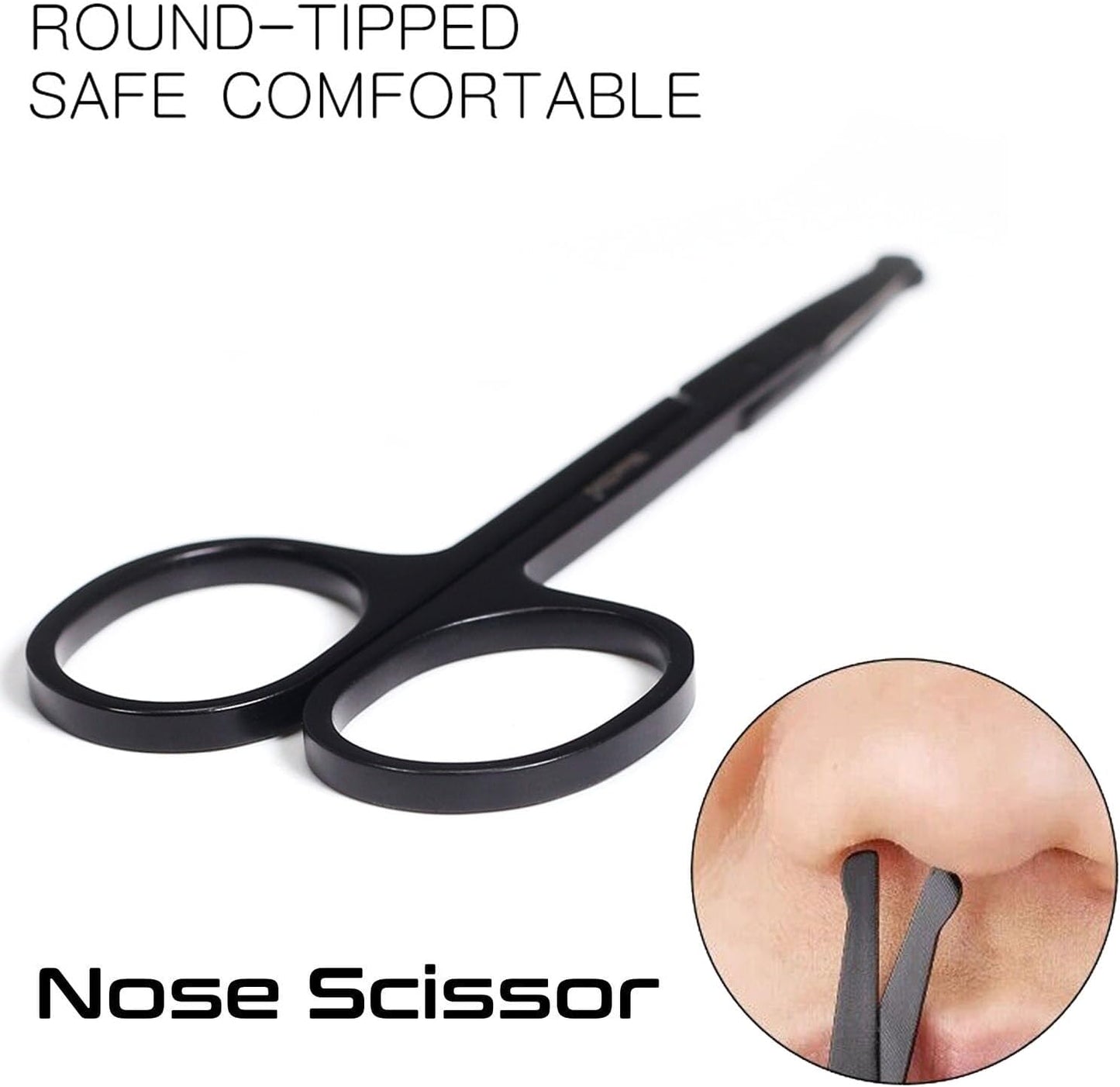 BlueZOO Beard Mustache Scissors and Comb Kit with PU Storage Bag, Rounded Safety Nose Hair Scissor for Men and Women Care Grooming, Ear Trimming Tool, Shears for Personal Grooming, Cutting & Styling