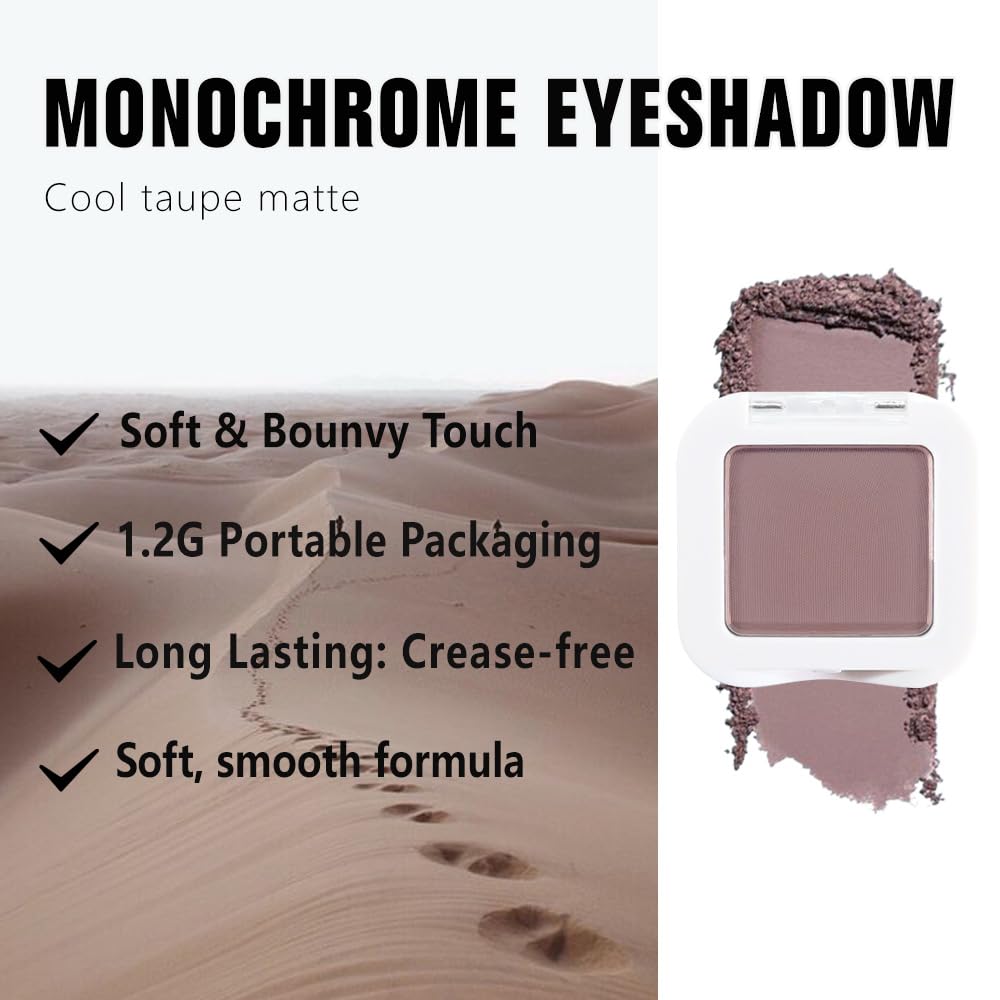 evpct Mauve Taupe Plum Matte Single Eye Shadow Palette Makeup for Older Women, Plum Lavender Purple Natural Cream Eyeshadow Palette for Green Eyes, High Pigment Mini Monochrome Eyeshadow