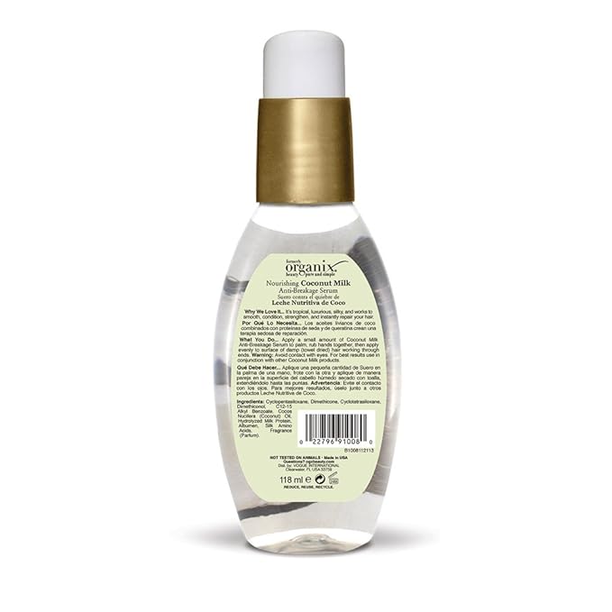 OGX Nourishing + Coconut Milk Anti-Breakage Serum, 4 Fl Oz (Pack of 2)