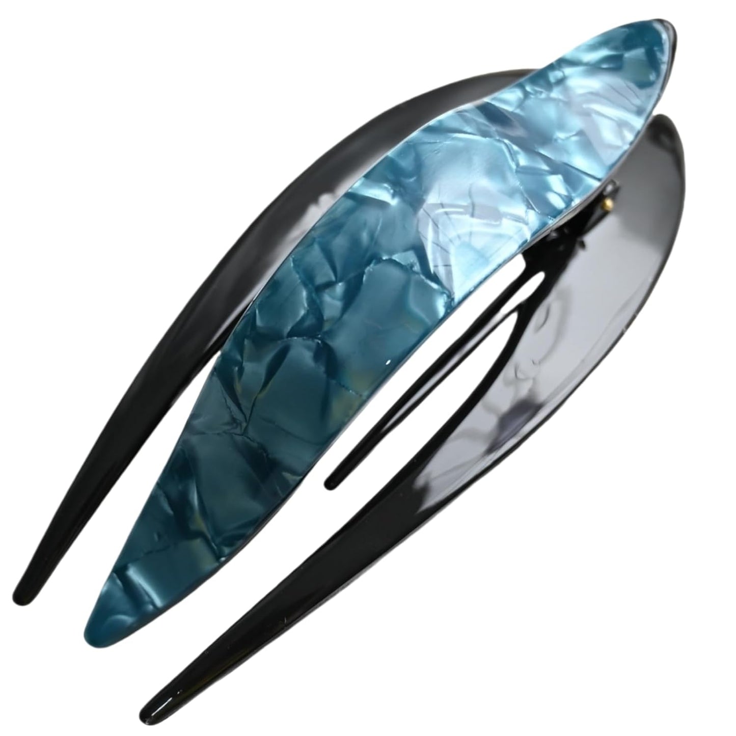 Handmade Celluloid French Design Tortoise Shell Barrettes Side-slide Opening Duck Luxury Fashion Accessories Hair Clip Claw for Women (bluegreen)