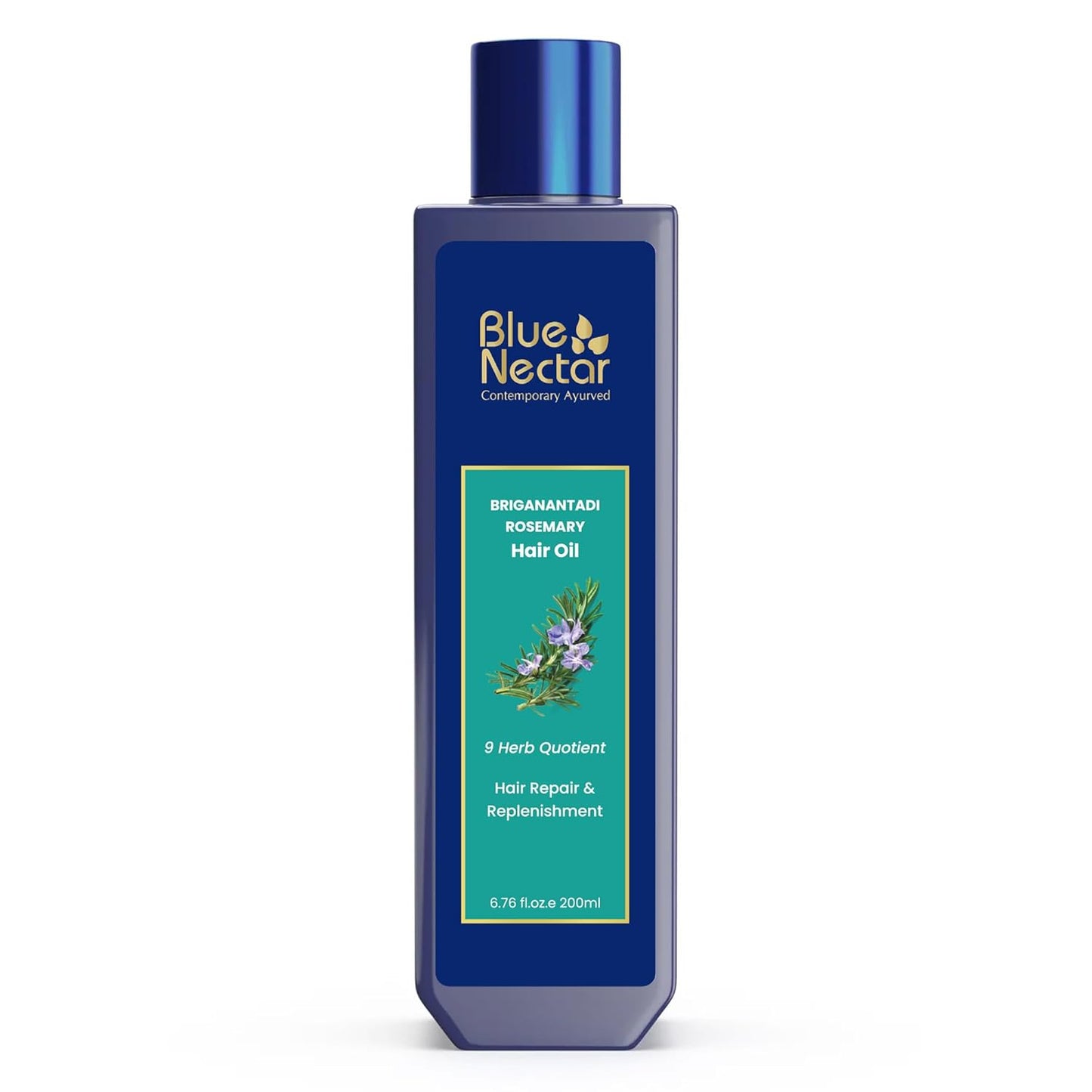 Blue Nectar Rosemary Oil with Bhringraj, Amla and 9 Herbs for Natural Hair Growth (6.76 Fl Oz)