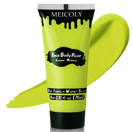 MEICOLY Ogre Green Face Body Paint,2.37OZ Large Tube Water Based Body Paint,Elphaba Green Face Paint,High Pigment Face Paint for Disgust Goblin Demon Halloween SFX Special Effects Cosplay Makeup