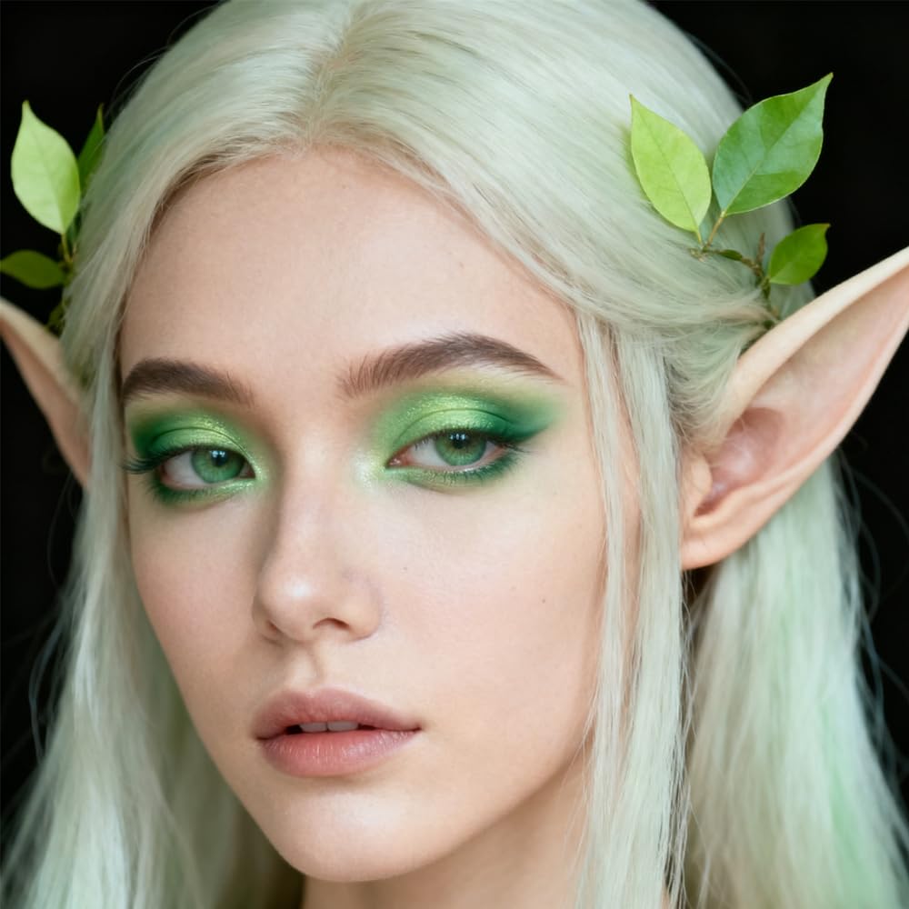 16 Colors Green Glitter Matte Eyeshadow Makeup Palette,Elphaba Witch Costume Eyeshadow Makeup, Forest Green Yellow Colorful Eye Shadow Plattet for Witch Cosplay Halloween SFX Makeup