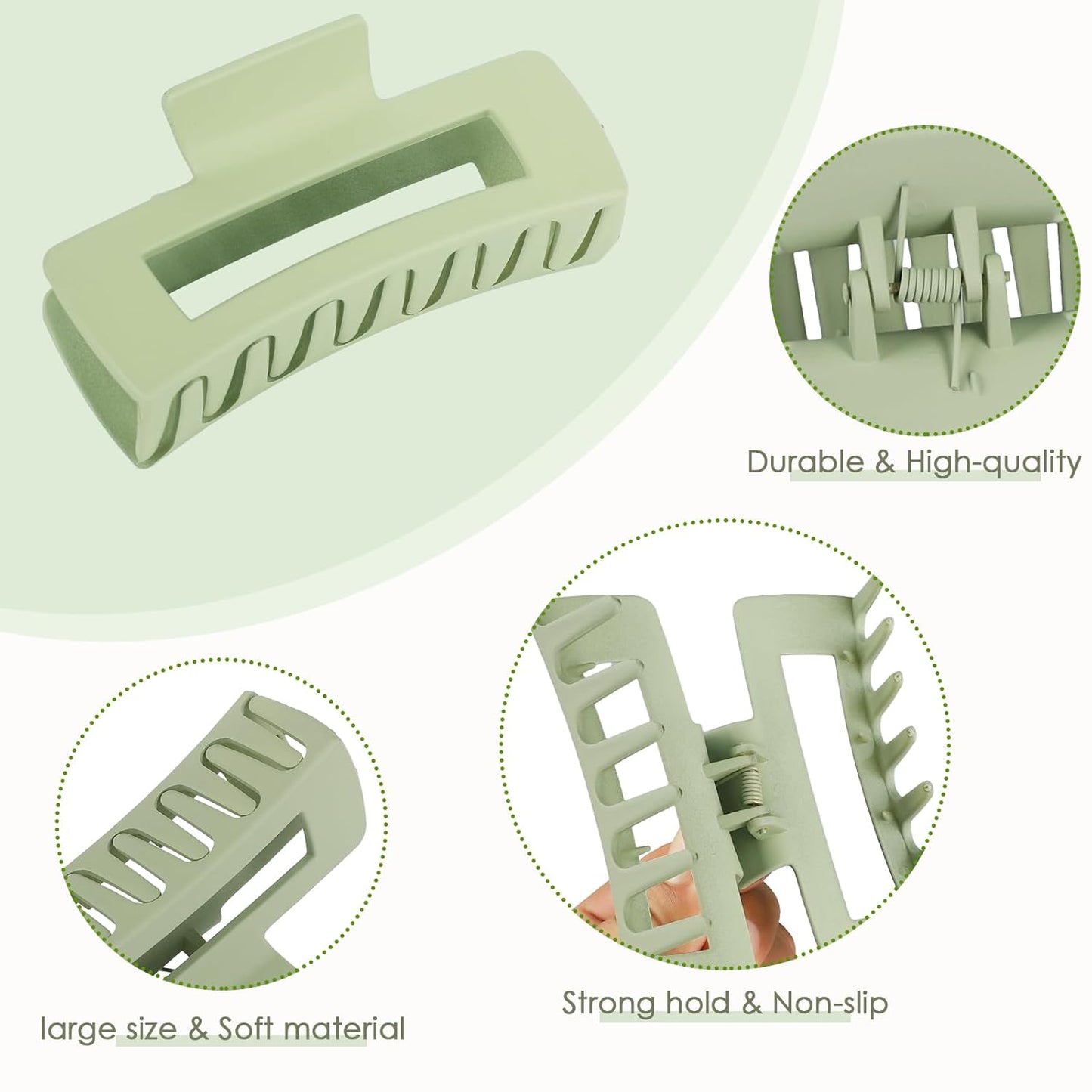 4.1 Inch Large Hair Claw Clips 8 Pcs Rectangle Big Clips for Thick Hair Nonslip Acrylic Banana Jaw Accessories for Women and Girls (Brown Colorful)