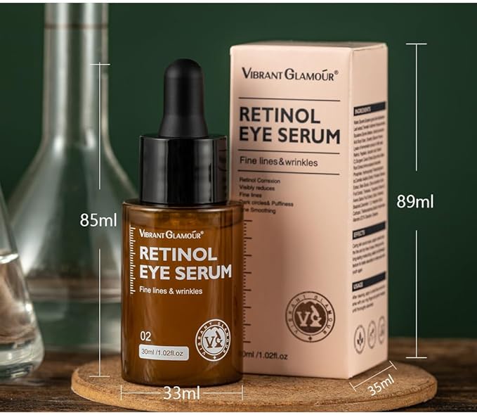 Retinol Eye Serum, Anti-Aging with Hyaluronic Acid Vitamin E Ceramide for Dark Circle, Fine Lines & Under Eye Bags Visibly Reduces, 1.02 fl.oz