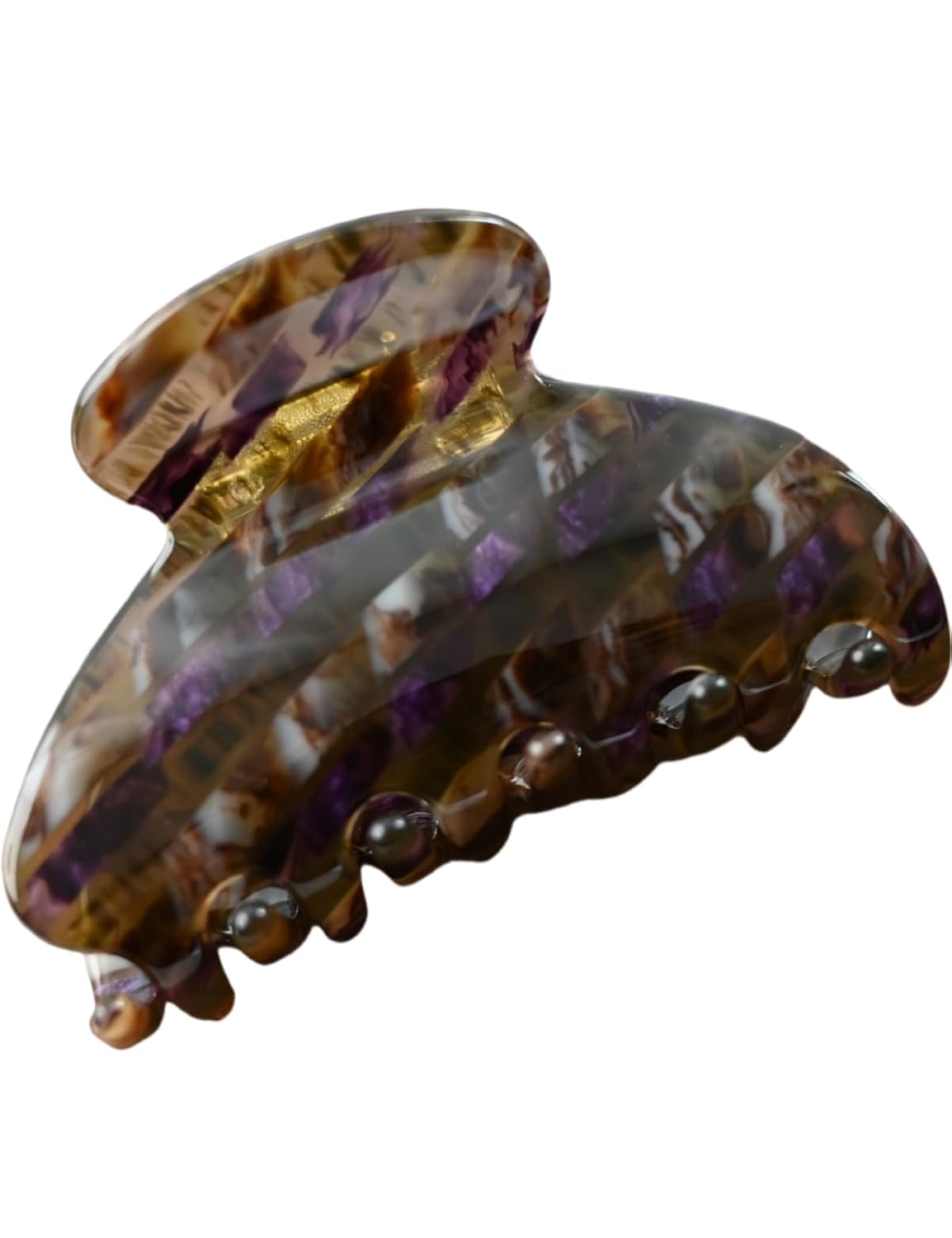 Handmade Celluloid Acetate French Design Barrettes Tortoise Shell Claws Hair Claw Luxury Fashion Accessories Hair Clip for Women (brown purple)