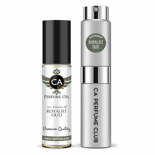 CA Perfume Duo Impression of Royalist Oud For Women And Men Perfume Layering Set Long Lasting Travel Size EDP + Body Oil Roll-On Bottle 0.27 Fl Oz+0.33 Fl Oz