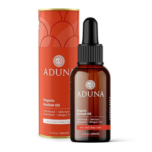 Aduna Wild Harvested Baobab Oil - 100% Organic - 3.4fl oz Pure Baobab Oil - Unrefined Cold-Pressed Body, Hair & Face Oil - Moisturizing & Anti-Ageing