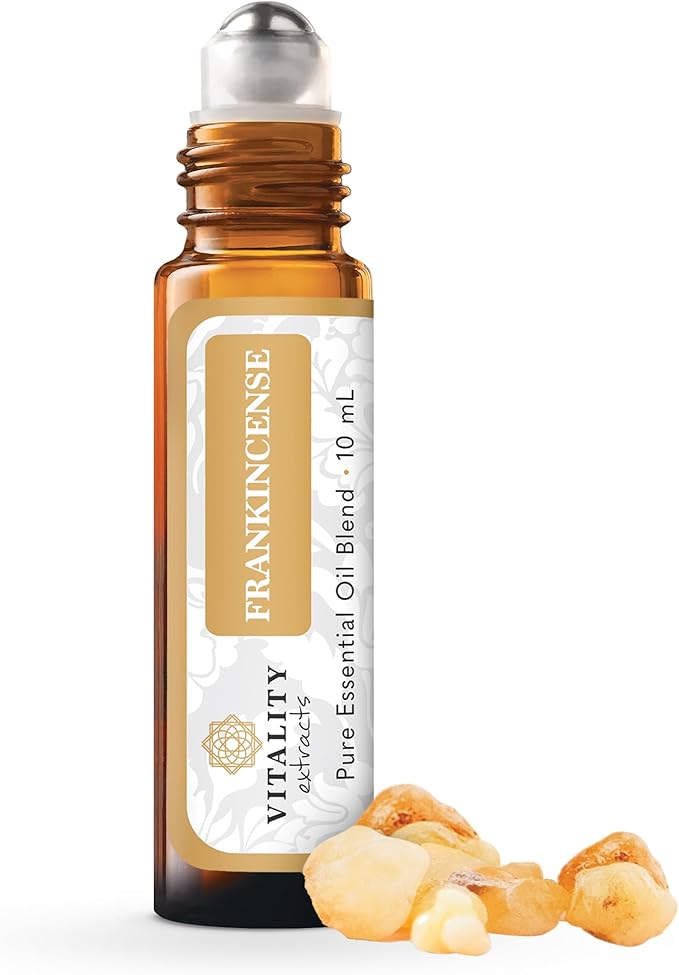 Vitality Extracts Frankincense Essential Oil - 10ml Roll-on, Boswellia Serrata, Aromatherapy, Skin Care, Natural Calm, Stress Relief, Yoga