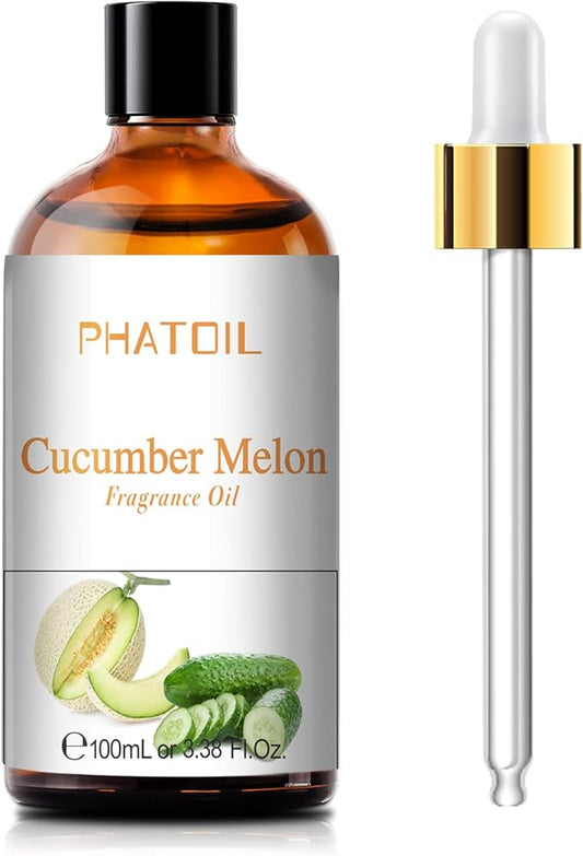3.38FL.OZ Cucumber Melon Fragrance Oils for Aromatherapy, Essential Oils for Diffusers for Home, Perfect for Diffuser, Yoga, Skin Care, DIY Candle and Soap Making - 100ml