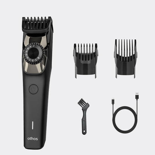 othos Hair Beard Trimmer,Cordless with Adjusting Wheel, USB Type C Rechargeable, 2 Guide Combs,Cleaning Brush
