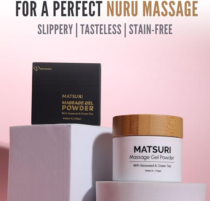 Japanese Nuru Massage Gel Powder 40g | Formulated with Natural Seaweed & Green Tea | Made in Japan | Paraben, & Glycerine Free | Fragrance-Free | Makes 1.05 gal/ 4L | Vegan | Matsuri