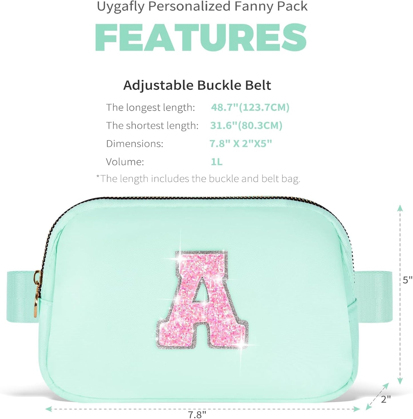 Fanny Pack Belt Bag Crossbody Bags with Initials Letter Patch Trendy Stuff for Teens Cute Stuff Birthday Gifts for Teenager Girls | Light Green,Initial A