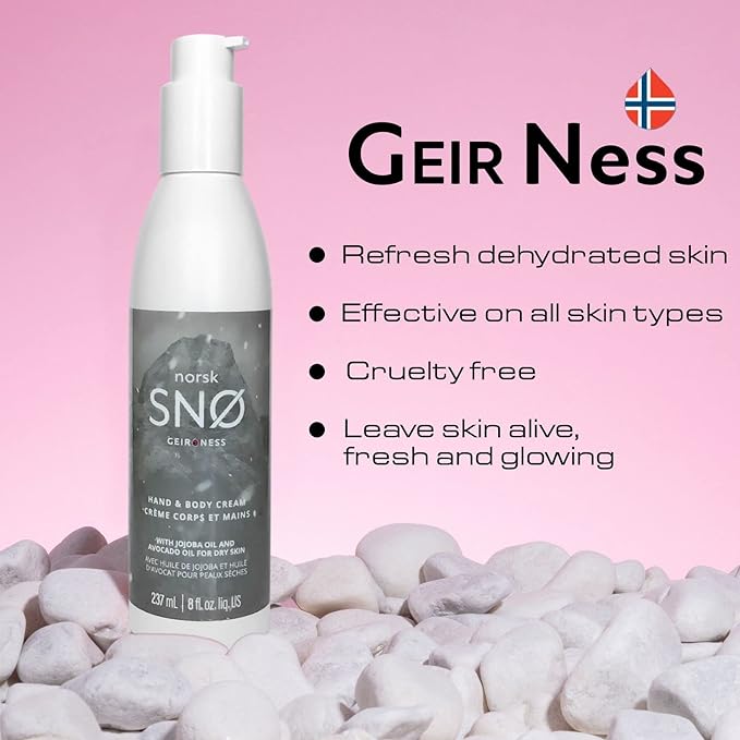 Geir Ness NORSK SNØ Hand & Body Cream - Dry Skin Lotion - Single Use Deep Moisturizer with Essential Oils