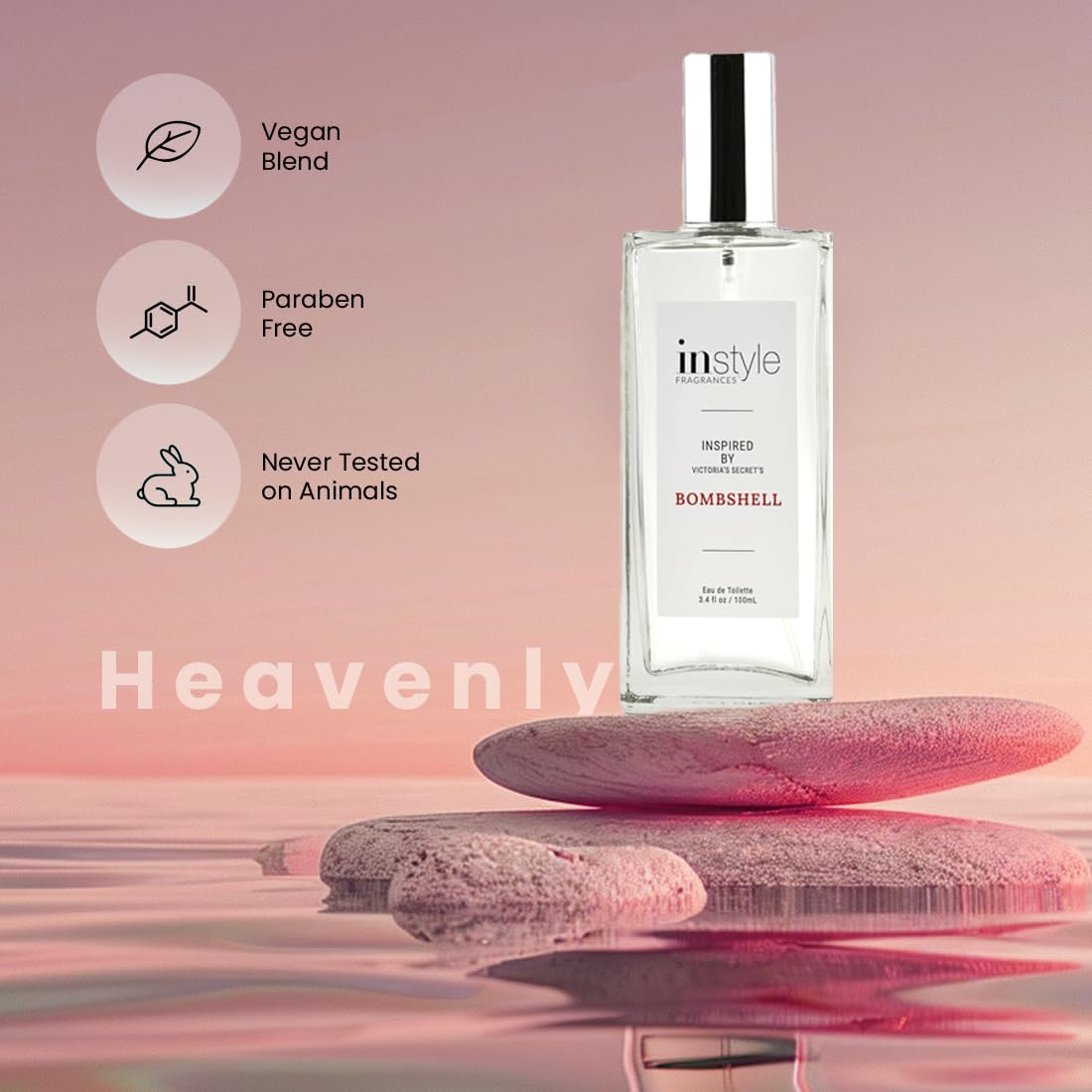 Instyle Fragrances, Inspired by Victoria's Secret's Bombshell, Women’s Eau de Toilette, CLEAN, Vegan, Paraben-Free, Never Tested on Animals, 3.4 Fluid Ounces