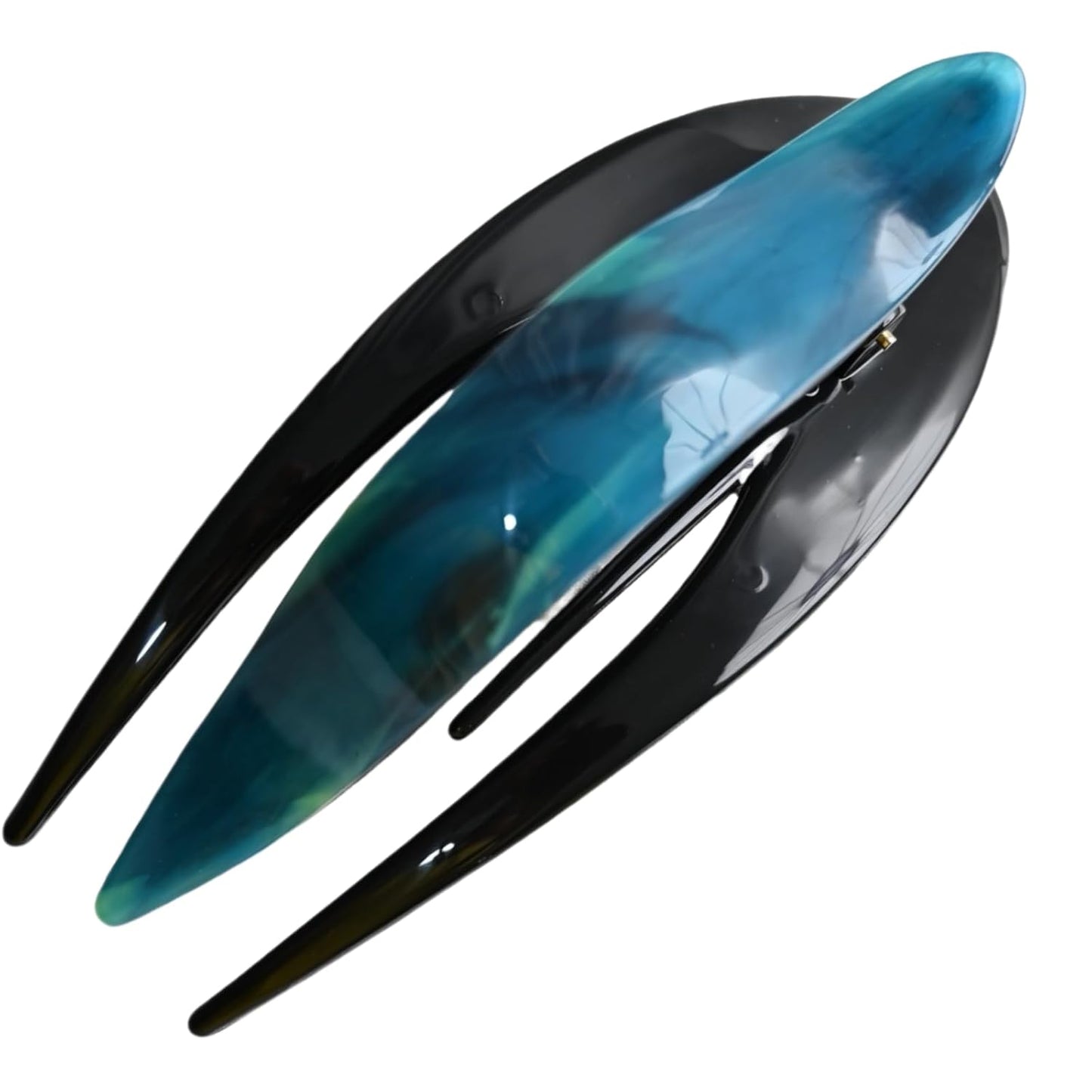 Handmade Celluloid French Design Tortoise Shell Barrettes Side-slide Opening Duck Luxury Fashion Accessories Hair Clip Claw for Women (peacock green)